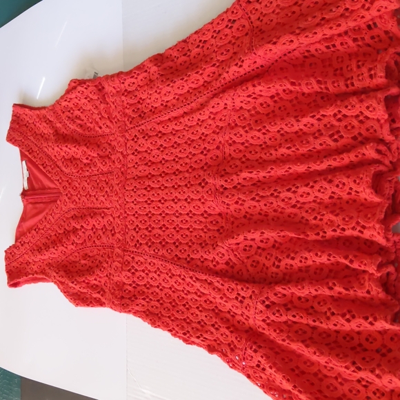 Anthropology San & Soni Women's Red Lace Dress Size 8 NWOT - Picture 8 of 16